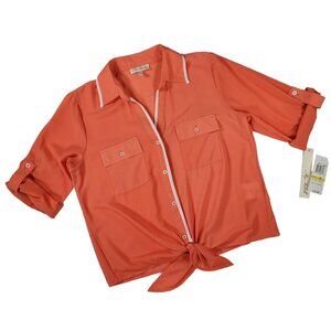 My Michelle Peach Button Up Blouse size Medium